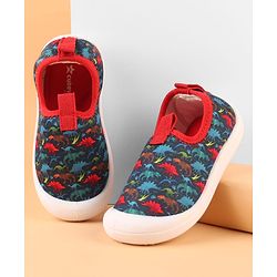 Cute Walk by Babyhug Slip On Casual Shoes with Dino Print - Blue & Red