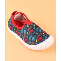 Cute Walk by Babyhug Slip On Casual Shoes with Dino Print - Blue & Red