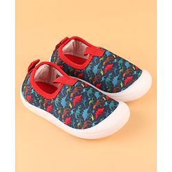 Cute Walk by Babyhug Slip On Casual Shoes with Dino Print - Blue & Red