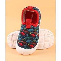 Cute Walk by Babyhug Slip On Casual Shoes with Dino Print - Blue & Red