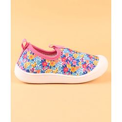 Cute Walk by Babyhug Slip On Casual Shoes with Floral Print - Blue & Pink