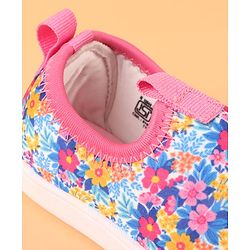 Cute Walk by Babyhug Slip On Casual Shoes with Floral Print - Blue & Pink