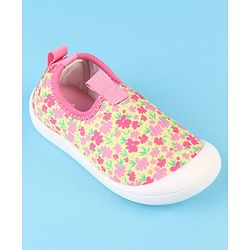 Cute Walk by Babyhug Slip On Casual Shoes with Floral Print - Pink
