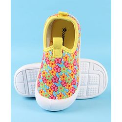 Cute Walk by Babyhug Slip On Casual Shoes with Floral Print - Blue & Yellow