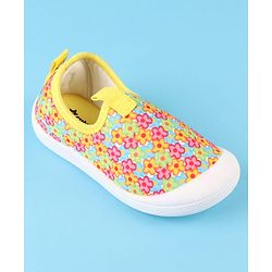 Cute Walk by Babyhug Slip On Casual Shoes with Floral Print - Blue & Yellow