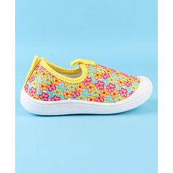 Cute Walk by Babyhug Slip On Casual Shoes with Floral Print - Blue & Yellow