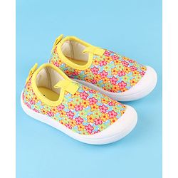 Cute Walk by Babyhug Slip On Casual Shoes with Floral Print - Blue & Yellow