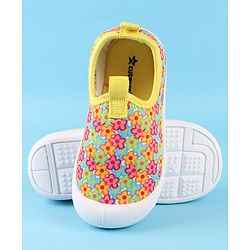 Cute Walk by Babyhug Slip On Casual Shoes with Floral Print - Blue & Yellow