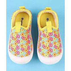 Cute Walk by Babyhug Slip On Casual Shoes with Floral Print - Blue & Yellow