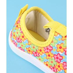 Cute Walk by Babyhug Slip On Casual Shoes with Floral Print - Blue & Yellow