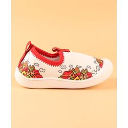Cute Walk by Babyhug Slip On Casual Shoes with House Print - White