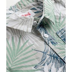 Babyhug Cotton Woven Half Sleeves Shirt & Shorts With Leaf Print - Multicolor