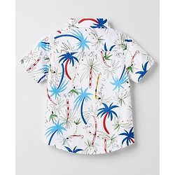 Babyhug 100% Cotton Woven Half Sleeves Shirt & Shorts Set Palm Tree Print - White & Blue