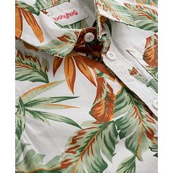 Babyhug Cotton Woven Half Sleeves Shirt & Shorts Set With Leaf Print - Multicolor