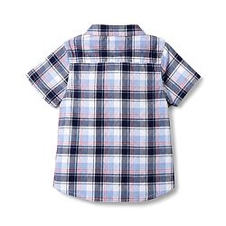 Babyhug Cotton Woven Half Sleeves Checked Shirt & Denim Shorts Set - Blue