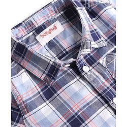 Babyhug Cotton Woven Half Sleeves Checked Shirt & Denim Shorts Set - Blue