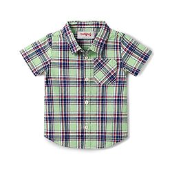 Babyhug 100% Cotton Woven Half Sleeves Checked Shirt & Denim Shorts Set - Beige