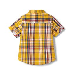 Babyhug Cotton Woven Half Sleeves Checked  Shirt & Denim Shorts Set - Yellow & Blue