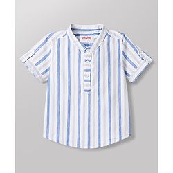 Babyhug 100% Cotton Woven Half Sleeves Striped Shirt & Shorts Set - Multicolor