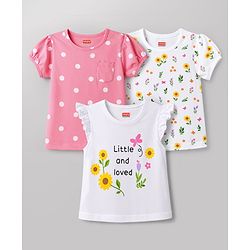 Babyhug Cotton Knit T-Shirts Half Sleeves with Graphics Multi Color 9-12 Months Pack of 3