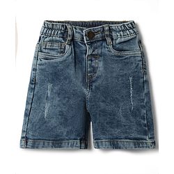 Babyhug Cotton Woven Half Sleeves Checked Shirt & Denim Shorts Set - Yellow & Blue