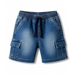 Babyhug Cotton Woven Half Sleeves Abstract Printed Shirt & Denim Shorts Set - Blue
