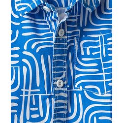 Babyhug Cotton Woven Half Sleeves Abstract Printed Shirt & Denim Shorts Set - Blue
