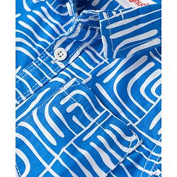 Babyhug Cotton Woven Half Sleeves Abstract Printed Shirt & Denim Shorts Set - Blue