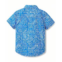 Babyhug Cotton Woven Half Sleeves Abstract Printed Shirt & Denim Shorts Set - Blue