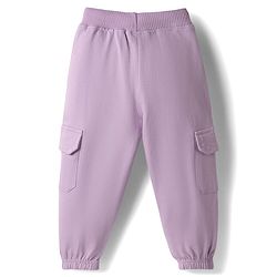 Babyhug Terry Knit Half Sleeves Solid Top & Trouser Set - Purple