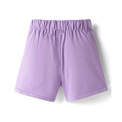 Babyhug Single Jersey Knit Sleeveless Top & Shorts Set With Teddy Bear Patch - White & Purple