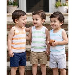 Babyhug 100% Cotton Single Jersey Knit Sleeveless Striped Vests Pack of 3 - Multicolor