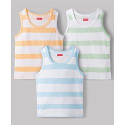 Babyhug 100% Cotton Single Jersey Knit Sleeveless Striped Vests Pack of 3 - Multicolor
