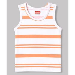 Babyhug 100% Cotton Knit Sleeveless Striped Sando Vests Pack Of 3 - Orange Purple & Light Blue