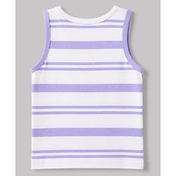 Babyhug 100% Cotton Knit Sleeveless Striped Sando Vests Pack Of 3 - Orange Purple & Light Blue