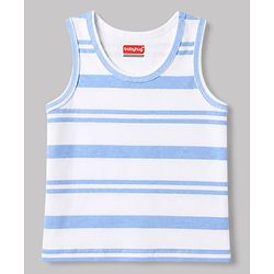 Babyhug 100% Cotton Knit Sleeveless Striped Sando Vests Pack Of 3 - Orange Purple & Light Blue