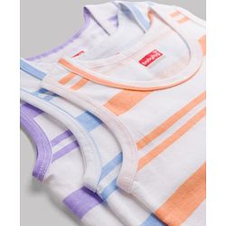 Babyhug 100% Cotton Knit Sleeveless Striped Sando Vests Pack Of 3 - Orange Purple & Light Blue