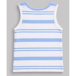 Babyhug 100% Cotton Knit Sleeveless Striped Sando Vests Pack Of 3 - Orange Purple & Light Blue