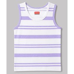 Babyhug 100% Cotton Knit Sleeveless Striped Sando Vests Pack Of 3 - Orange Purple & Light Blue