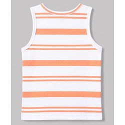 Babyhug 100% Cotton Knit Sleeveless Striped Sando Vests Pack Of 3 - Orange Purple & Light Blue