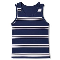 Babyhug 100% Cotton Knit Striped Sleeveless Vests Pack of 3 -white, Navy Blue & Pink