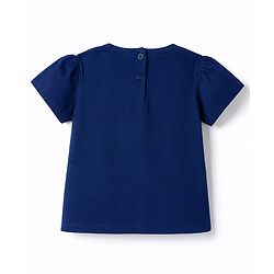 Babyhug 100% Cotton Knit Half Sleeves Floral Printed T-Shirt - Navy Blue