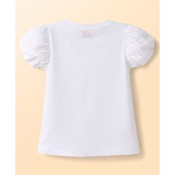 Babyhug Cotton Knit Half Sleeves T-Shirt with Schiffli Detailing & Floral Print - Multicolor
