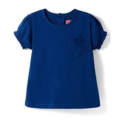 Babyhug Cotton Knit Half Sleeves T-Shirts with Heart Patch Pack of 3 - Multicolor