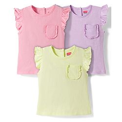 Babyhug Cotton Knit Half Sleeves Solid T-Shirts Pack of 3 - Multicolor