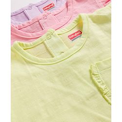 Babyhug Cotton Knit Half Sleeves Solid T-Shirts Pack of 3 - Multicolor