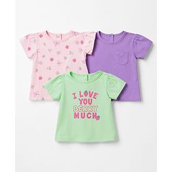Babyhug Cotton Knit T-Shirts Half Sleeves with Graphics Multi Color 6-9 Months Pack of 3