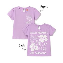 Babyhug 100% Cotton Knit Half Sleeves Floral & Sea Life Printed Oversized T-Shirt - Purple