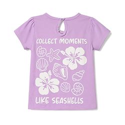 Babyhug 100% Cotton Knit Half Sleeves Floral & Sea Life Printed Oversized T-Shirt - Purple