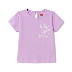 Babyhug 100% Cotton Knit Half Sleeves Floral & Sea Life Printed Oversized T-Shirt - Purple